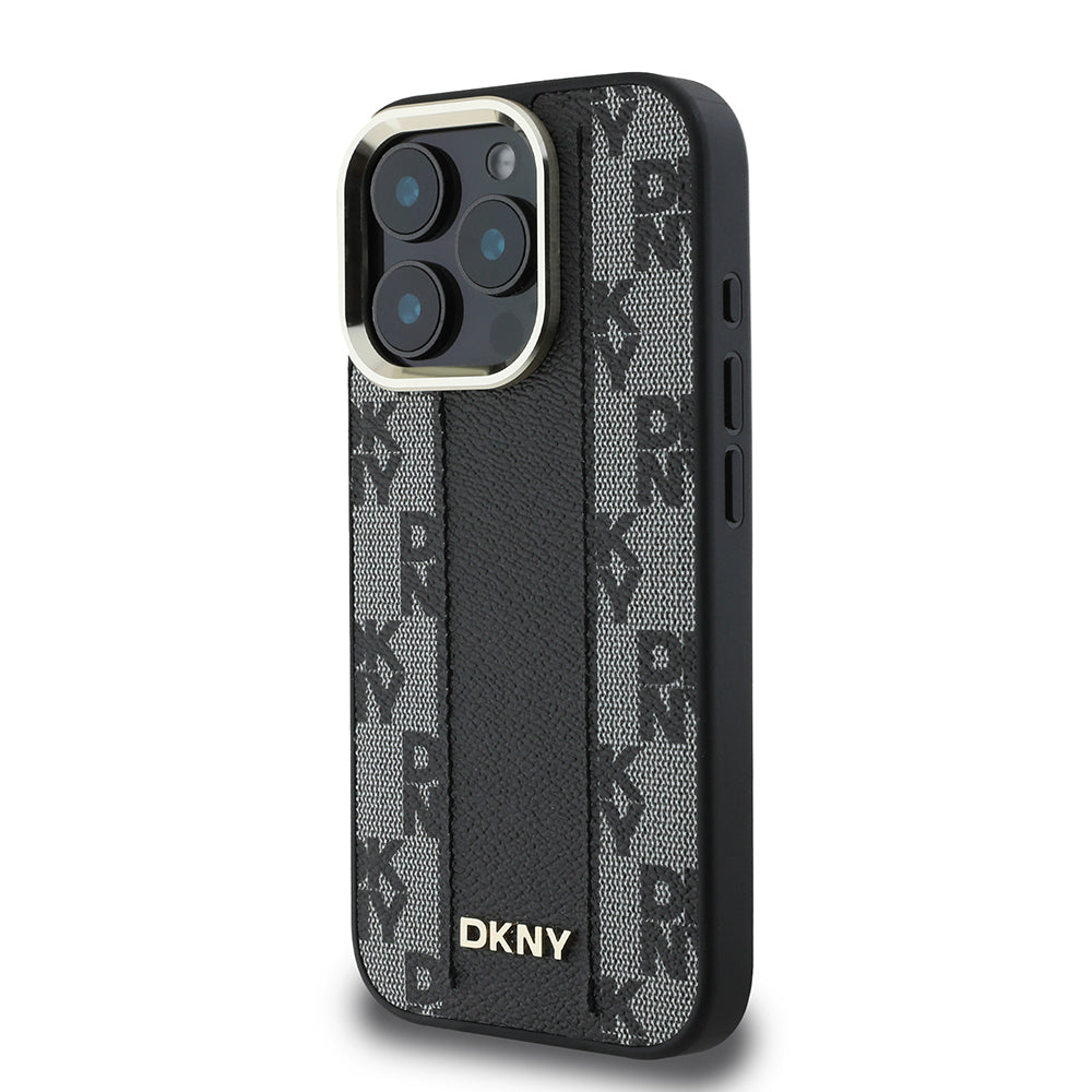 iPhone 16 Pro Kılıf DKNY Orjinal Lisanslı M-safe Şarj Özellikli 3D Yazılı Checkered Pattern Kapak