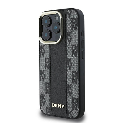 iPhone 16 Pro Kılıf DKNY Orjinal Lisanslı M-safe Şarj Özellikli 3D Yazılı Checkered Pattern Kapak