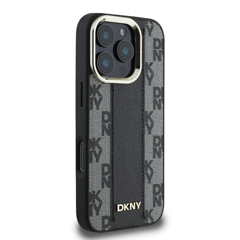 iPhone 16 Pro Kılıf DKNY Orjinal Lisanslı M-safe Şarj Özellikli 3D Yazılı Checkered Pattern Kapak