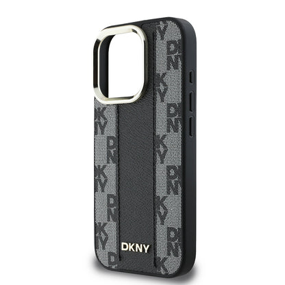 iPhone 16 Pro Kılıf DKNY Orjinal Lisanslı M-safe Şarj Özellikli 3D Yazılı Checkered Pattern Kapak