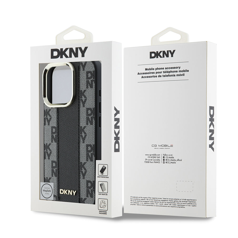 iPhone 16 Pro Kılıf DKNY Orjinal Lisanslı M-safe Şarj Özellikli 3D Yazılı Checkered Pattern Kapak