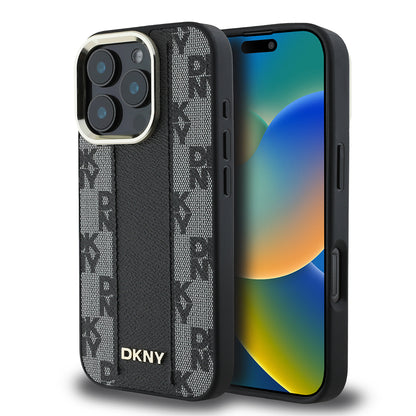 iPhone 16 Pro Kılıf DKNY Orjinal Lisanslı M-safe Şarj Özellikli 3D Yazılı Checkered Pattern Kapak