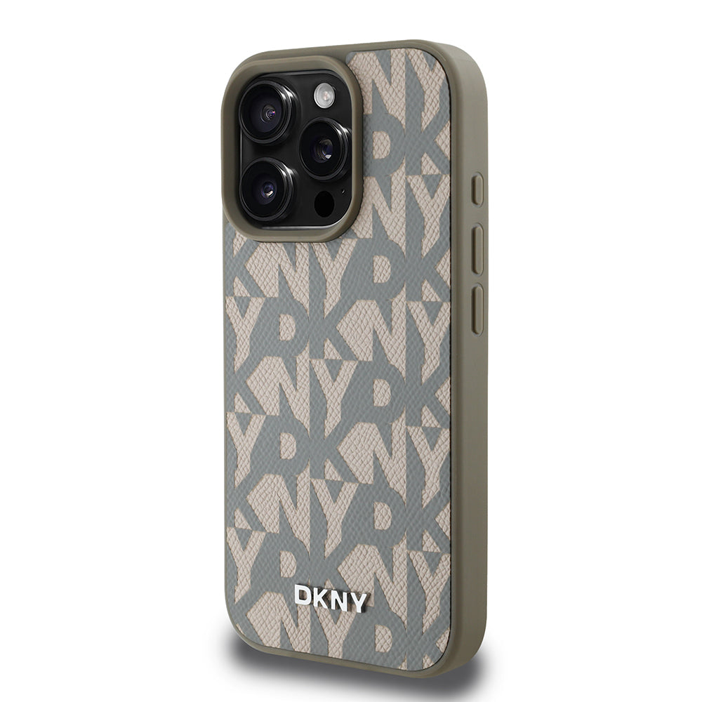 iPhone 16 Pro Kılıf DKNY Orjinal Lisanslı M-safe Şarj Özellikli 3D Yazılı Grid Pattern Kapak