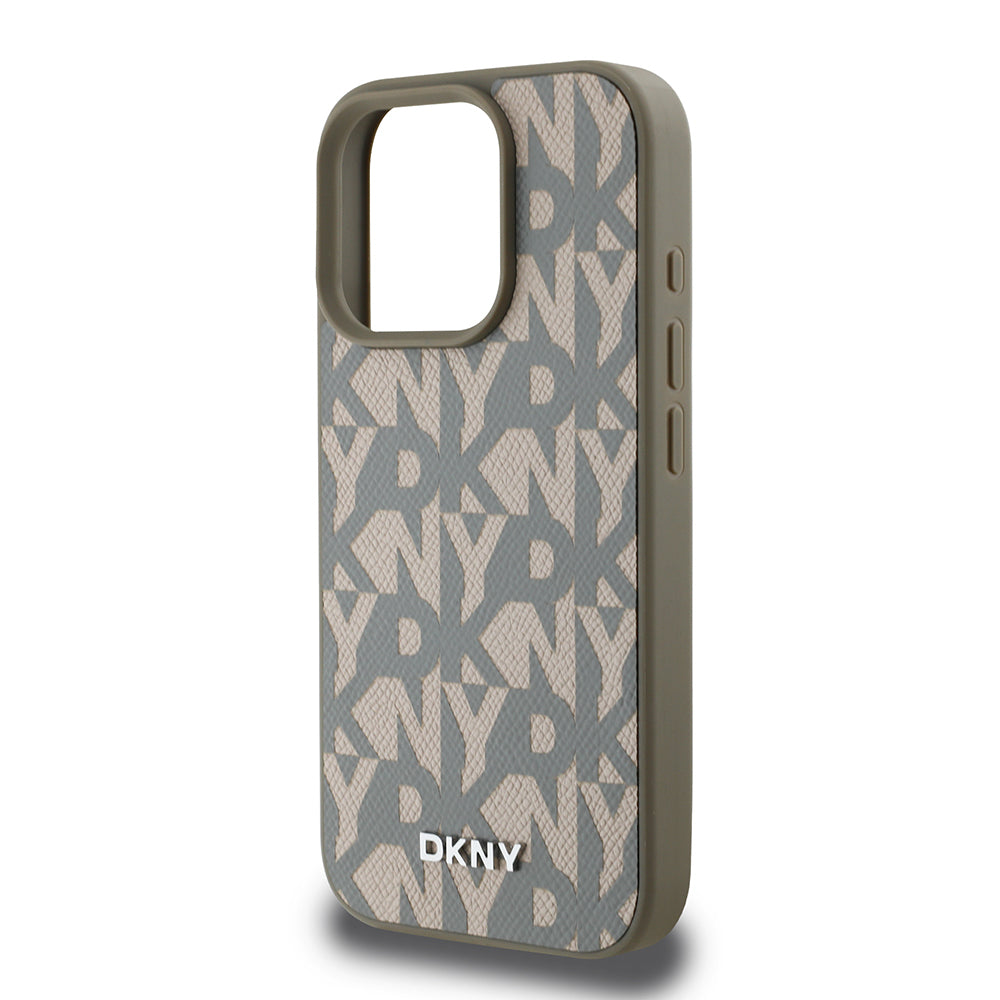 iPhone 16 Pro Kılıf DKNY Orjinal Lisanslı M-safe Şarj Özellikli 3D Yazılı Grid Pattern Kapak