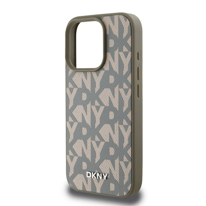 iPhone 16 Pro Kılıf DKNY Orjinal Lisanslı M-safe Şarj Özellikli 3D Yazılı Grid Pattern Kapak