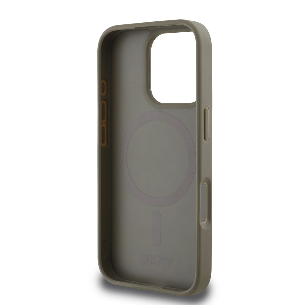 iPhone 16 Pro Kılıf DKNY Orjinal Lisanslı M-safe Şarj Özellikli 3D Yazılı Grid Pattern Kapak