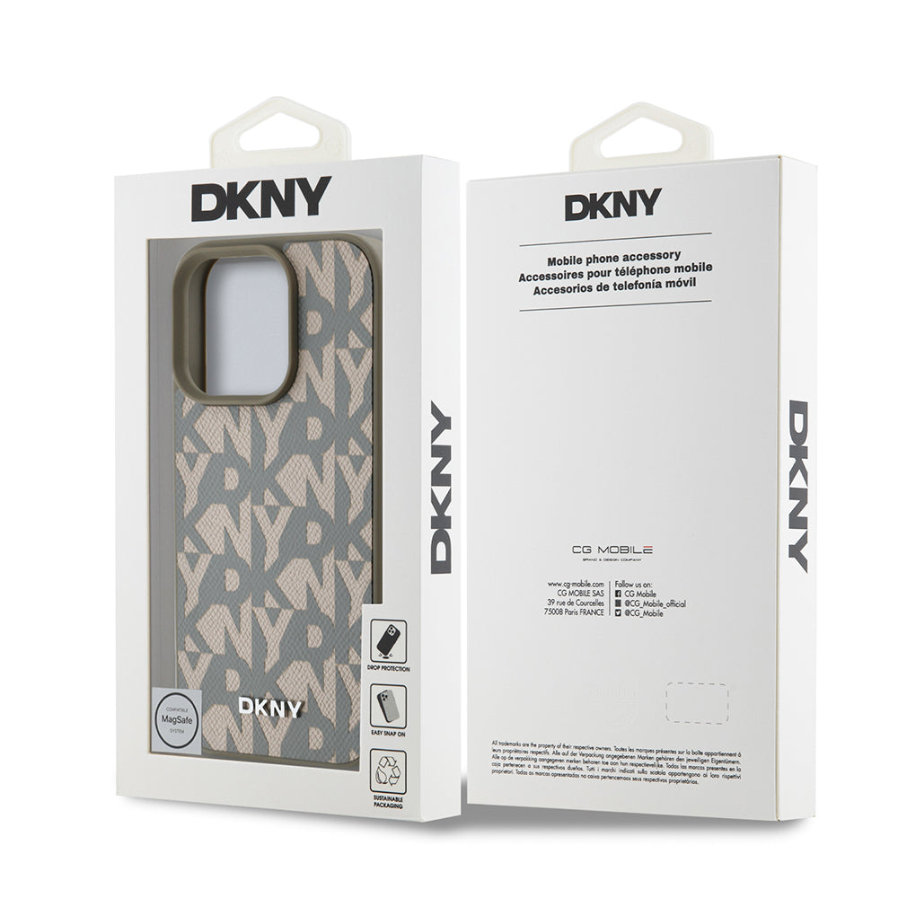 iPhone 16 Pro Kılıf DKNY Orjinal Lisanslı M-safe Şarj Özellikli 3D Yazılı Grid Pattern Kapak