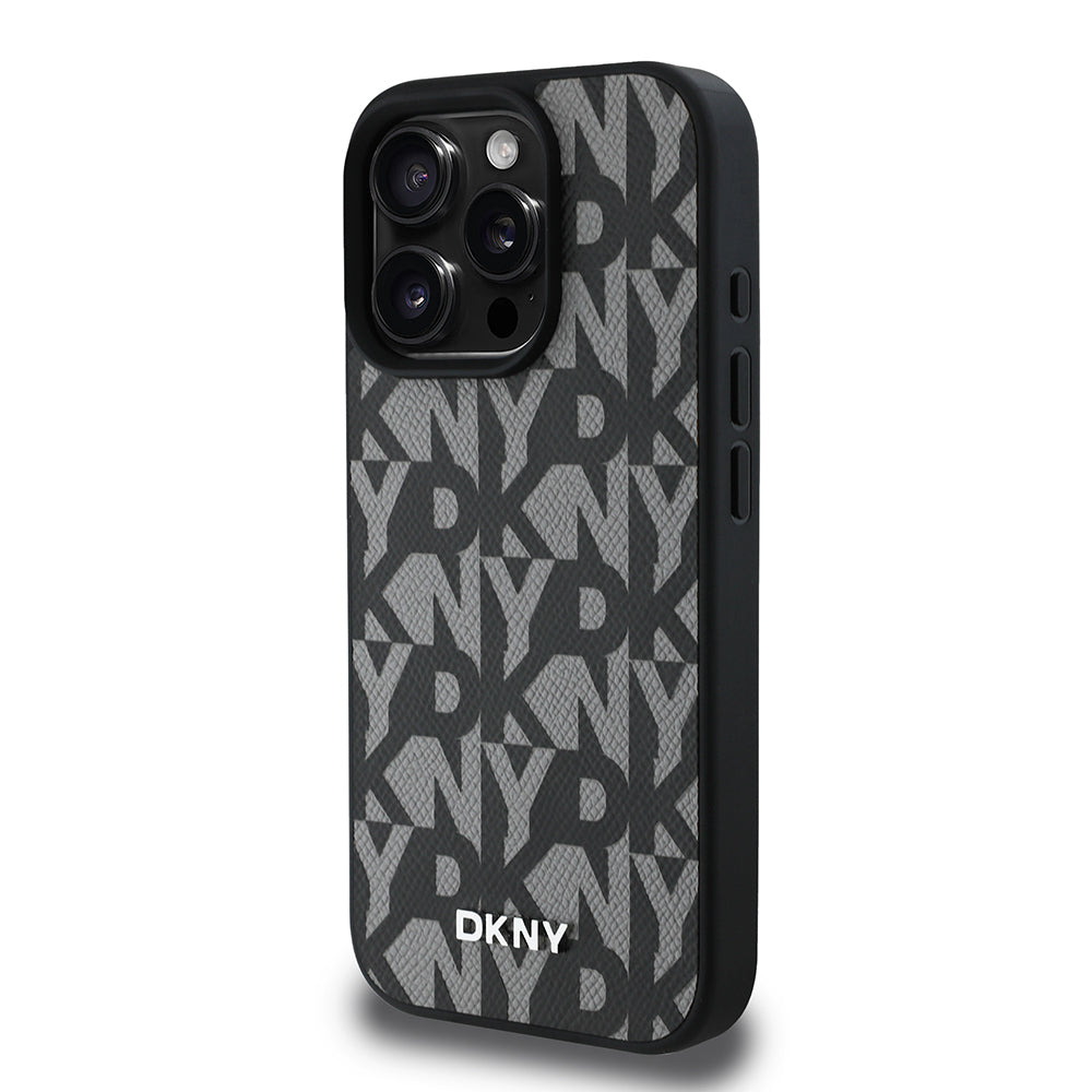 iPhone 16 Pro Kılıf DKNY Orjinal Lisanslı M-safe Şarj Özellikli 3D Yazılı Grid Pattern Kapak