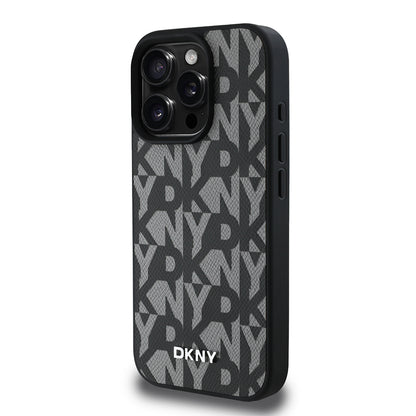 iPhone 16 Pro Kılıf DKNY Orjinal Lisanslı M-safe Şarj Özellikli 3D Yazılı Grid Pattern Kapak