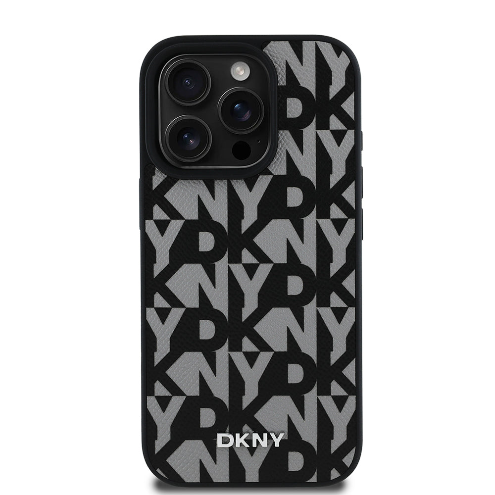 iPhone 16 Pro Kılıf DKNY Orjinal Lisanslı M-safe Şarj Özellikli 3D Yazılı Grid Pattern Kapak