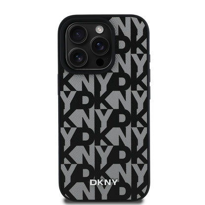 iPhone 16 Pro Kılıf DKNY Orjinal Lisanslı M-safe Şarj Özellikli 3D Yazılı Grid Pattern Kapak