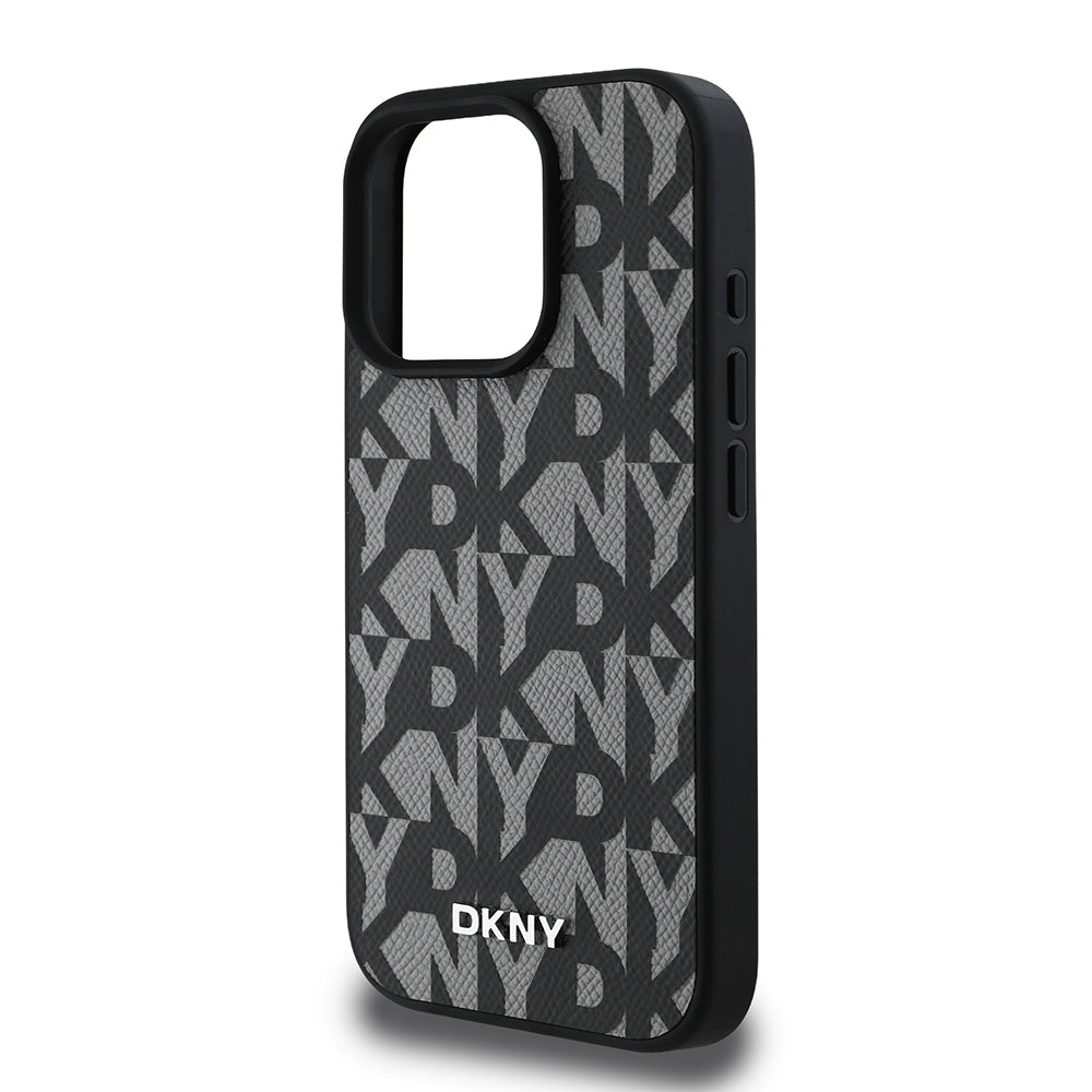 iPhone 16 Pro Kılıf DKNY Orjinal Lisanslı M-safe Şarj Özellikli 3D Yazılı Grid Pattern Kapak