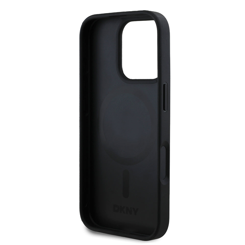 iPhone 16 Pro Kılıf DKNY Orjinal Lisanslı M-safe Şarj Özellikli 3D Yazılı Grid Pattern Kapak