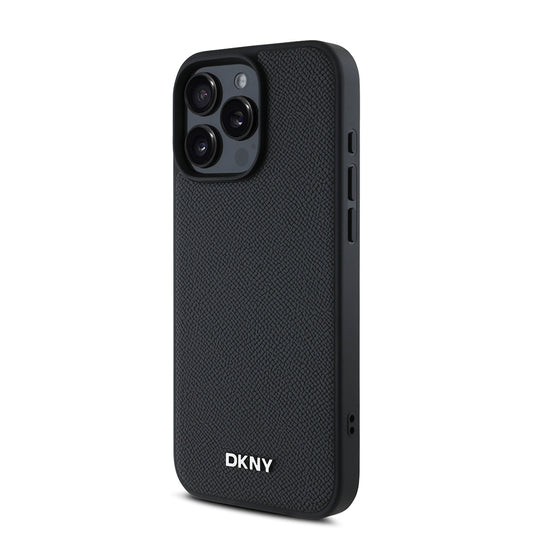 iPhone 16 Pro Kılıf DKNY Orjinal Lisanslı M-safe Şarj Özellikli Metal Logolu PU Deri Grained Kapak