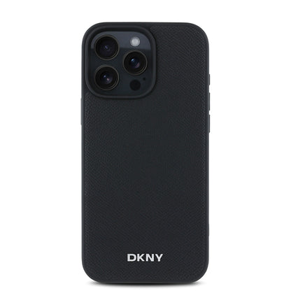 iPhone 16 Pro Kılıf DKNY Orjinal Lisanslı M-safe Şarj Özellikli Metal Logolu PU Deri Grained Kapak