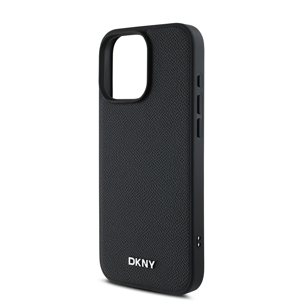 iPhone 16 Pro Kılıf DKNY Orjinal Lisanslı M-safe Şarj Özellikli Metal Logolu PU Deri Grained Kapak