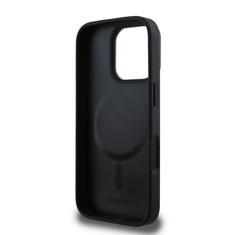 iPhone 16 Pro Kılıf DKNY Orjinal Lisanslı M-safe Şarj Özellikli Metal Logolu PU Deri Plain Kapak