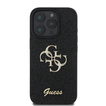iPhone 16 Pro Kılıf Guess Orjinal Lisanslı 4G Büyük Metal Logolu Glitter Kapak