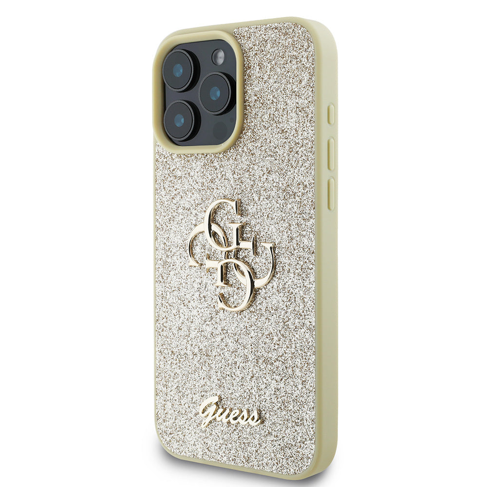 iPhone 16 Pro Kılıf Guess Orjinal Lisanslı 4G Büyük Metal Logolu Glitter Kapak