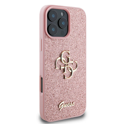 iPhone 16 Pro Kılıf Guess Orjinal Lisanslı 4G Büyük Metal Logolu Glitter Kapak