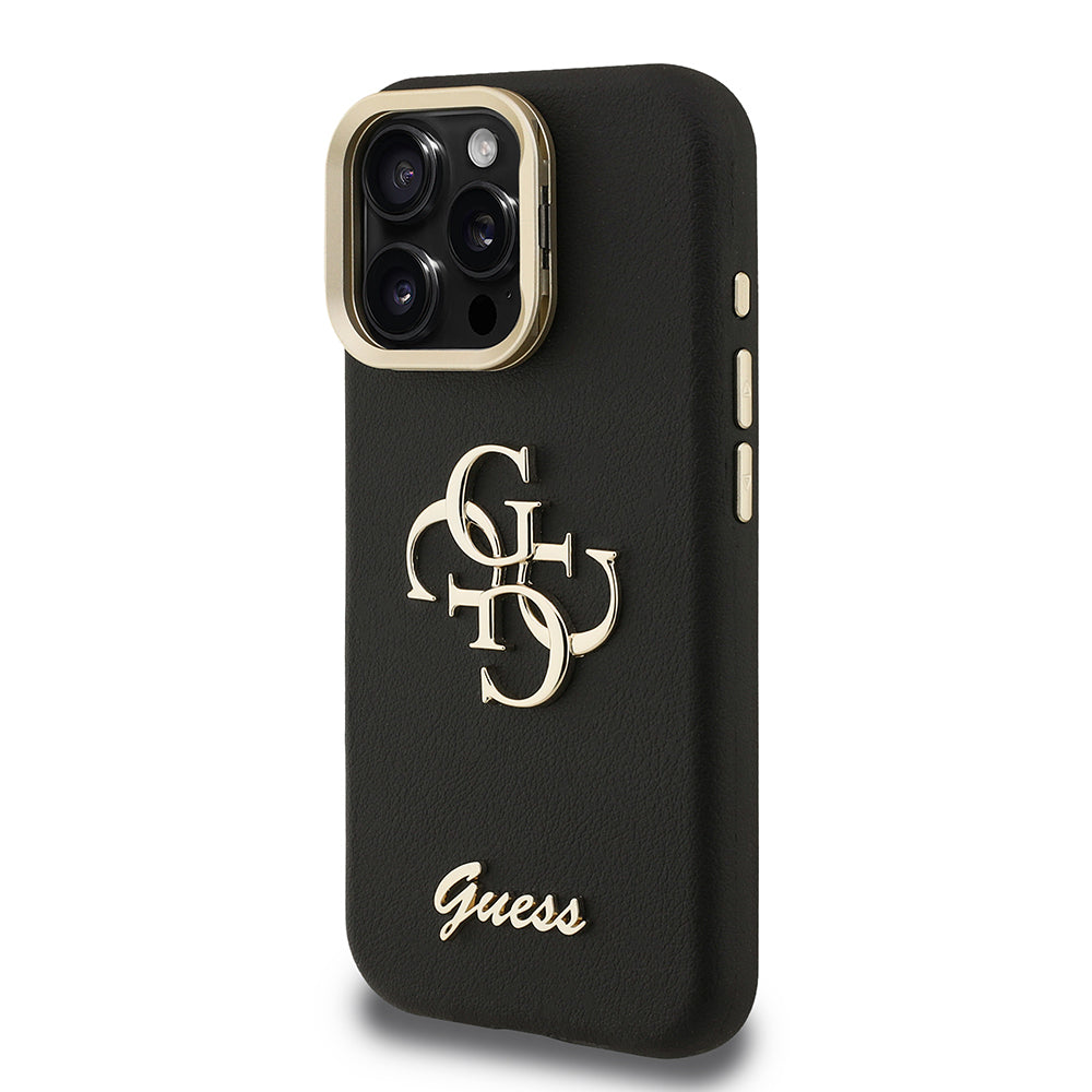 iPhone 16 Pro Kılıf Guess Orjinal Lisanslı Grained Yazı Logolu Kamera Standlı Kapak