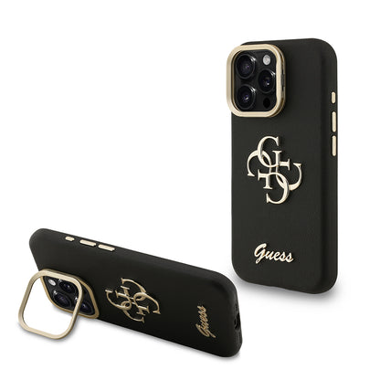 iPhone 16 Pro Kılıf Guess Orjinal Lisanslı Grained Yazı Logolu Kamera Standlı Kapak