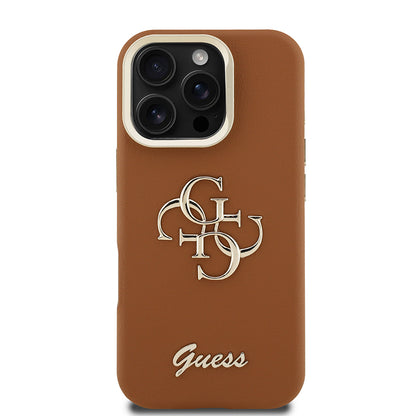 iPhone 16 Pro Kılıf Guess Orjinal Lisanslı Grained Yazı Logolu Kamera Standlı Kapak