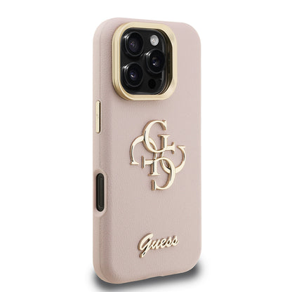 iPhone 16 Pro Kılıf Guess Orjinal Lisanslı Grained Yazı Logolu Kamera Standlı Kapak