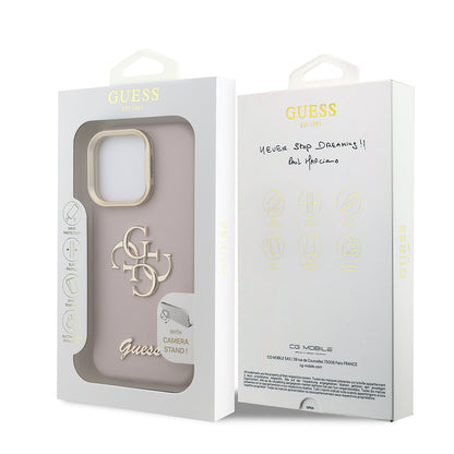 iPhone 16 Pro Kılıf Guess Orjinal Lisanslı Grained Yazı Logolu Kamera Standlı Kapak