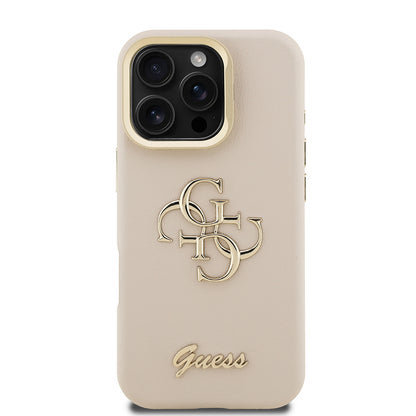 iPhone 16 Pro Kılıf Guess Orjinal Lisanslı Grained Yazı Logolu Kamera Standlı Kapak