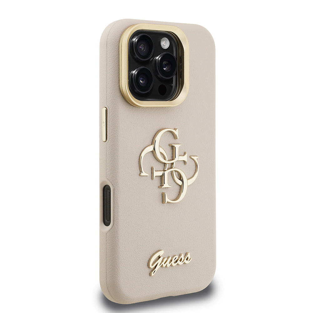 iPhone 16 Pro Kılıf Guess Orjinal Lisanslı Grained Yazı Logolu Kamera Standlı Kapak