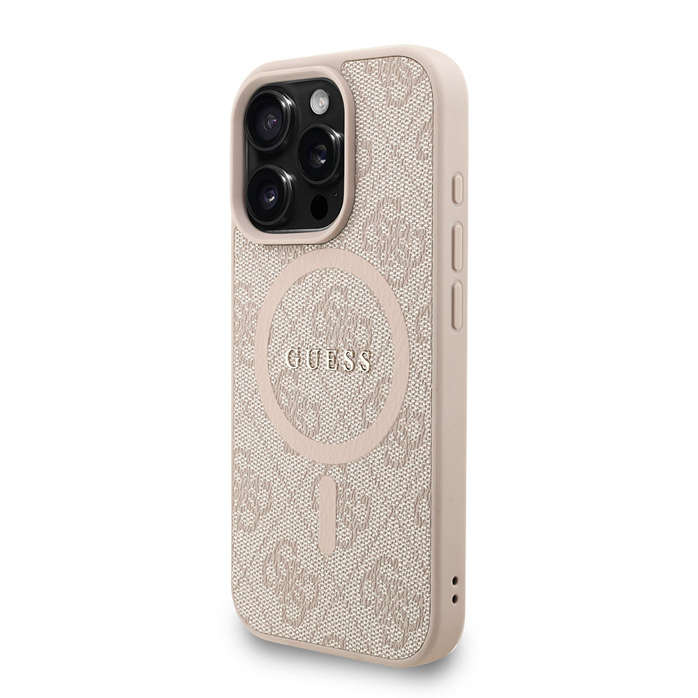 iPhone 16 Pro Kılıf Guess Orjinal Lisanslı M-safe Şarj Özellikli PU Deri Bilek Askı İpli Yazı Logolu Kapak