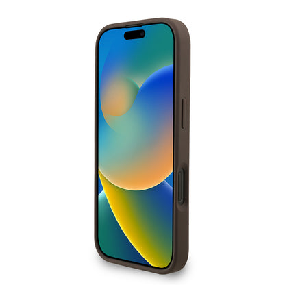 iPhone 16 Pro Kılıf Guess Orjinal Lisanslı M-safe Şarj Özellikli PU Deri Bilek Askı İpli Yazı Logolu Kapak