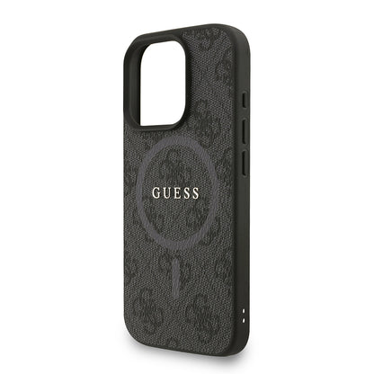 iPhone 16 Pro Kılıf Guess Orjinal Lisanslı M-safe Şarj Özellikli PU Deri Bilek Askı İpli Yazı Logolu Kapak