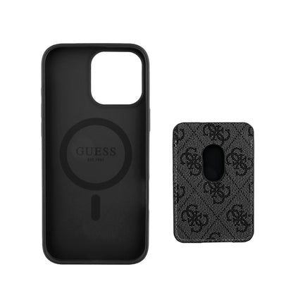 iPhone 16 Pro Kılıf Guess Orjinal Lisanslı M-safe Şarj Özellikli 4G Desenli Çizgili Kartlıklı Kapak
