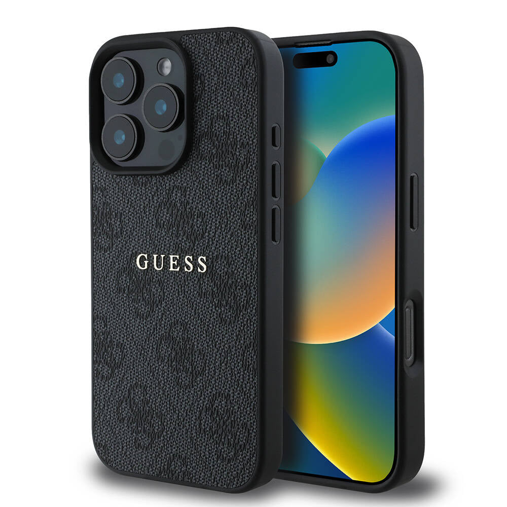 iPhone 16 Pro Kılıf Guess Orjinal Lisanslı M-safe Şarj Özellikli 4G Desenli Yazı Logolu Kapak