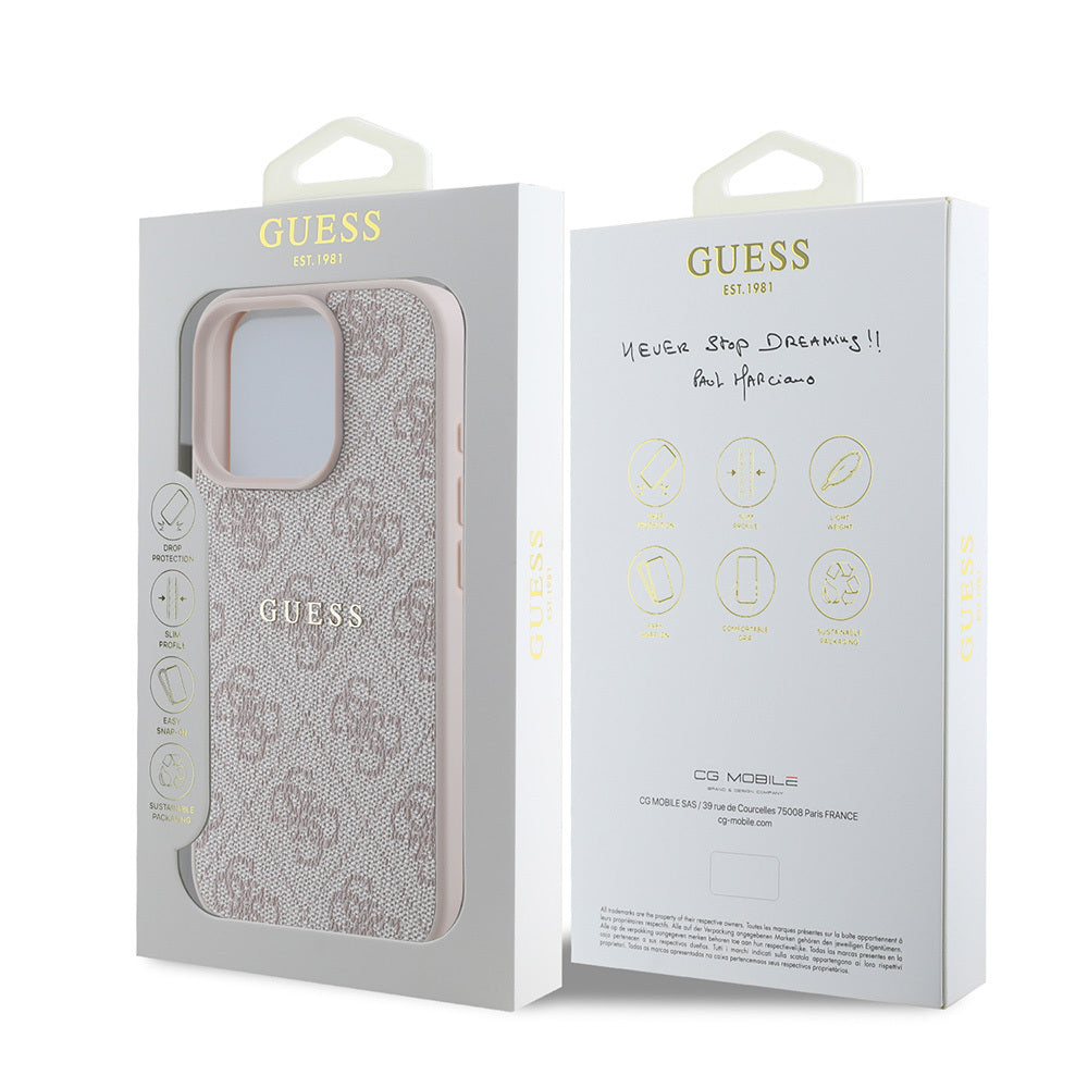 iPhone 16 Pro Kılıf Guess Orjinal Lisanslı M-safe Şarj Özellikli 4G Desenli Yazı Logolu Kapak