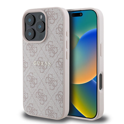 iPhone 16 Pro Kılıf Guess Orjinal Lisanslı M-safe Şarj Özellikli 4G Desenli Yazı Logolu Kapak