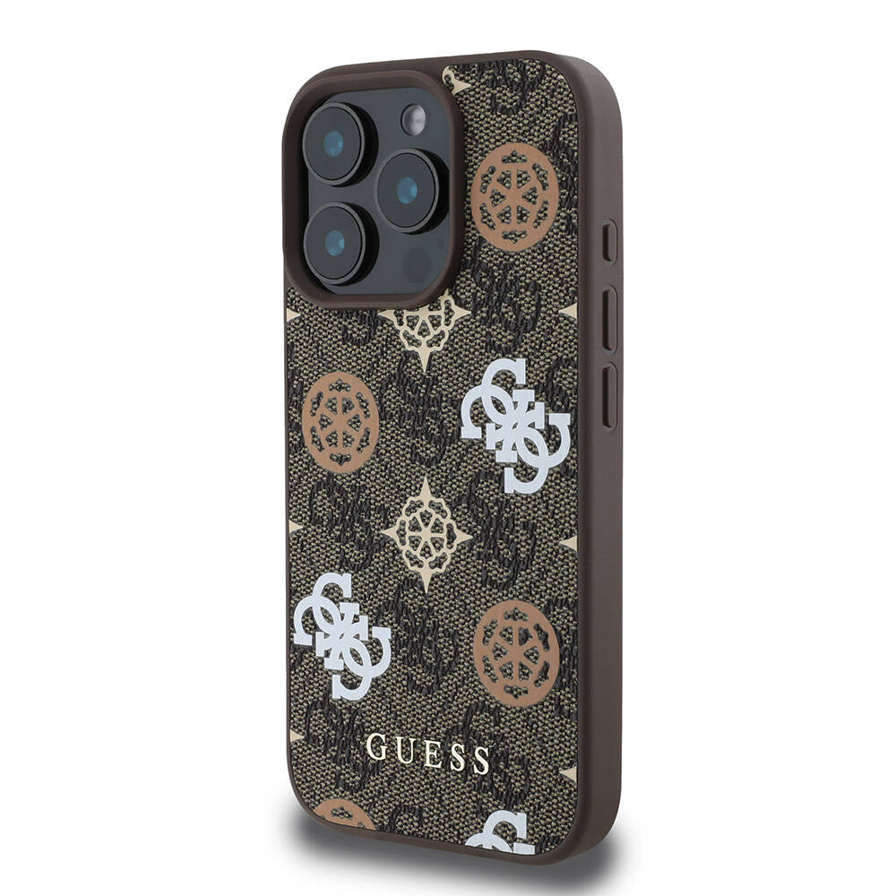 iPhone 16 Pro Kılıf Guess Orjinal Lisanslı M-safe Şarj Özellikli 4G Desenli Yazı Logolu Peony Kapak