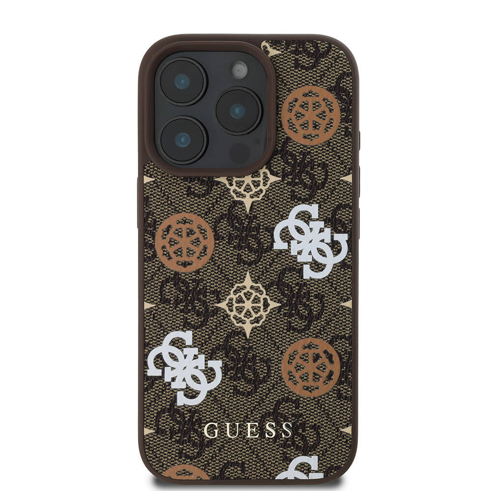 iPhone 16 Pro Kılıf Guess Orjinal Lisanslı M-safe Şarj Özellikli 4G Desenli Yazı Logolu Peony Kapak