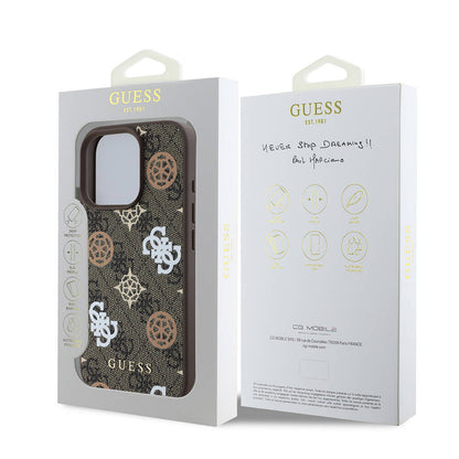 iPhone 16 Pro Kılıf Guess Orjinal Lisanslı M-safe Şarj Özellikli 4G Desenli Yazı Logolu Peony Kapak