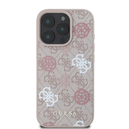 iPhone 16 Pro Kılıf Guess Orjinal Lisanslı M-safe Şarj Özellikli 4G Desenli Yazı Logolu Peony Kapak
