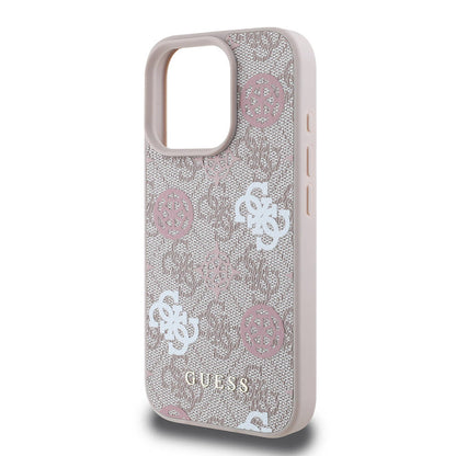 iPhone 16 Pro Kılıf Guess Orjinal Lisanslı M-safe Şarj Özellikli 4G Desenli Yazı Logolu Peony Kapak
