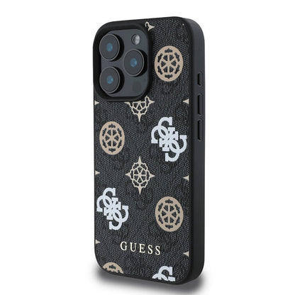 iPhone 16 Pro Kılıf Guess Orjinal Lisanslı M-safe Şarj Özellikli 4G Desenli Yazı Logolu Peony Kapak