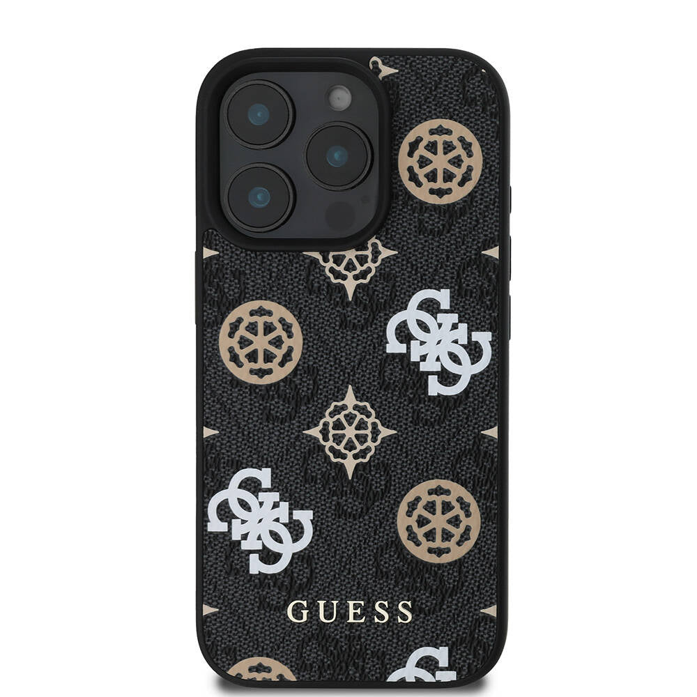 iPhone 16 Pro Kılıf Guess Orjinal Lisanslı M-safe Şarj Özellikli 4G Desenli Yazı Logolu Peony Kapak