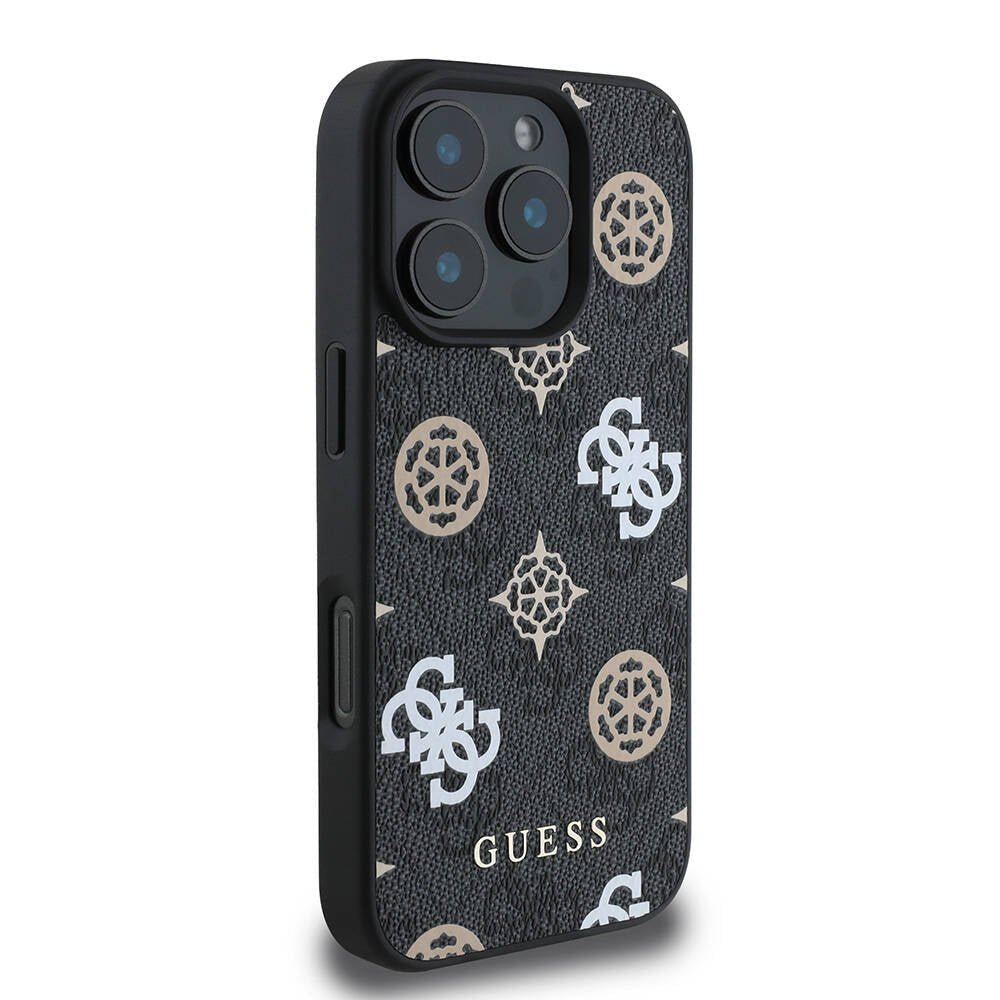 iPhone 16 Pro Kılıf Guess Orjinal Lisanslı M-safe Şarj Özellikli 4G Desenli Yazı Logolu Peony Kapak