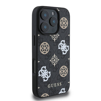 iPhone 16 Pro Kılıf Guess Orjinal Lisanslı M-safe Şarj Özellikli 4G Desenli Yazı Logolu Peony Kapak