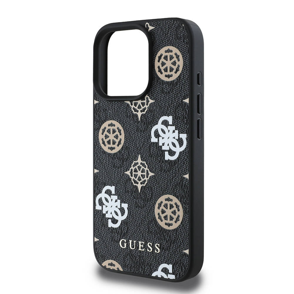 iPhone 16 Pro Kılıf Guess Orjinal Lisanslı M-safe Şarj Özellikli 4G Desenli Yazı Logolu Peony Kapak
