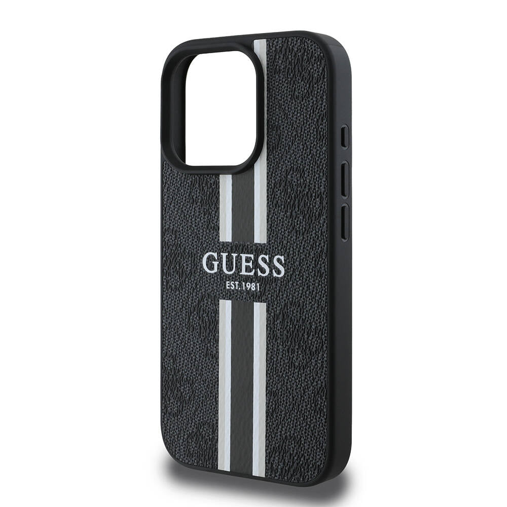 iPhone 16 Pro Kılıf Guess Orjinal Lisanslı M-safe Şarj Özellikli 4G Şerit Tasarımlı Printed Kapak