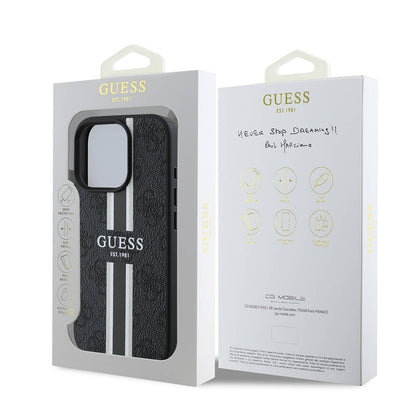iPhone 16 Pro Kılıf Guess Orjinal Lisanslı M-safe Şarj Özellikli 4G Şerit Tasarımlı Printed Kapak
